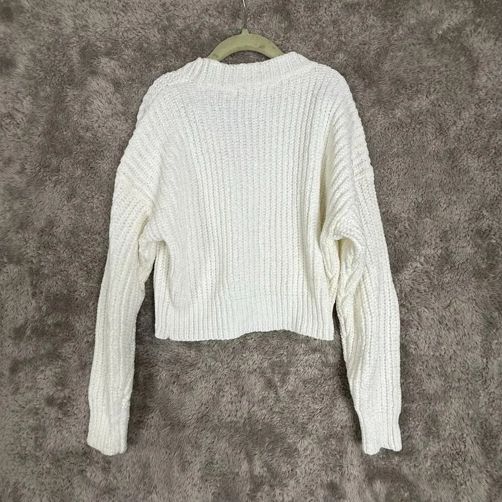 NWT Strawberry Embroider Ribbed White Cardigan Sweater Love Squared Girls 10 12